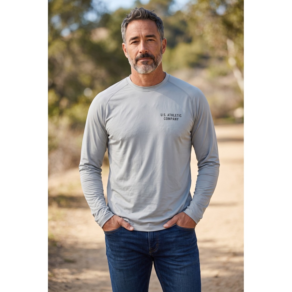 Filson Mens Long Sleeve Performance Shirt Sage Green Logo Activewear XL Outdoor